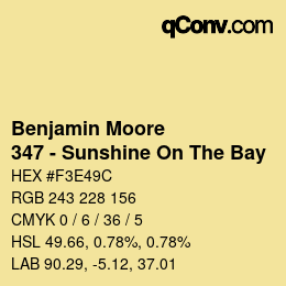 Code couleur: Benjamin Moore - 347 - Sunshine On The Bay | qconv.com