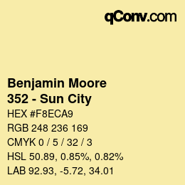 Código de color: Benjamin Moore - 352 - Sun City | qconv.com