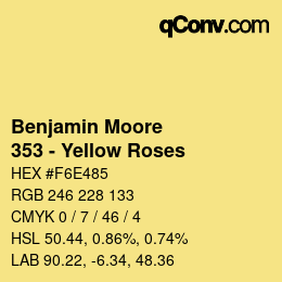 Código de color: Benjamin Moore - 353 - Yellow Roses | qconv.com