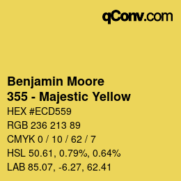 Color code: Benjamin Moore - 355 - Majestic Yellow | qconv.com