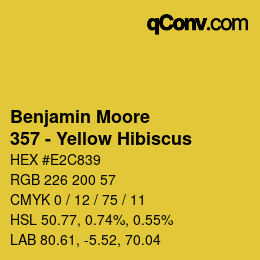 Color code: Benjamin Moore - 357 - Yellow Hibiscus | qconv.com