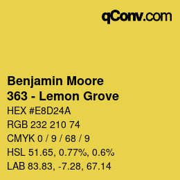 Code couleur: Benjamin Moore - 363 - Lemon Grove | qconv.com