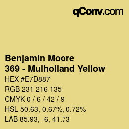 Código de color: Benjamin Moore - 369 - Mulholland Yellow | qconv.com