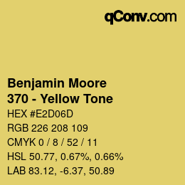 Code couleur: Benjamin Moore - 370 - Yellow Tone | qconv.com