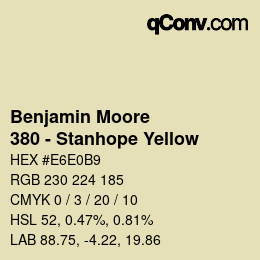 Código de color: Benjamin Moore - 380 - Stanhope Yellow | qconv.com