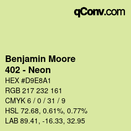Color code: Benjamin Moore - 402 - Neon | qconv.com
