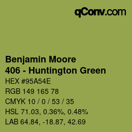 Código de color: Benjamin Moore - 406 - Huntington Green | qconv.com