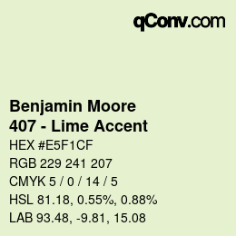 Code couleur: Benjamin Moore - 407 - Lime Accent | qconv.com