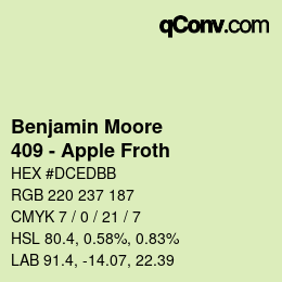 Código de color: Benjamin Moore - 409 - Apple Froth | qconv.com