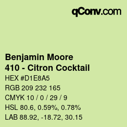 Código de color: Benjamin Moore - 410 - Citron Cocktail | qconv.com