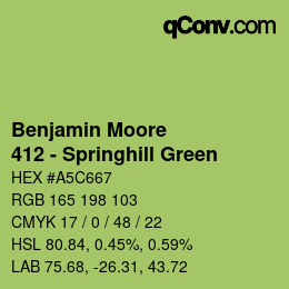 Color code: Benjamin Moore - 412 - Springhill Green | qconv.com