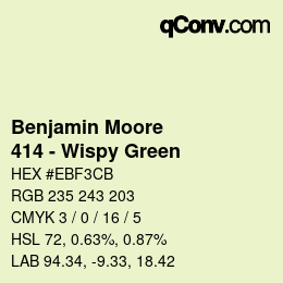 Code couleur: Benjamin Moore - 414 - Wispy Green | qconv.com