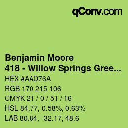 Farbcode: Benjamin Moore - 418 - Willow Springs Green | qconv.com