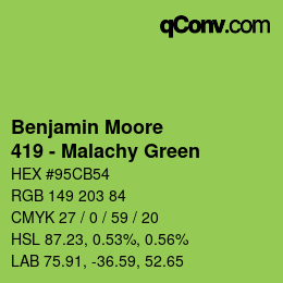 Color code: Benjamin Moore - 419 - Malachy Green | qconv.com