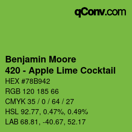 Color code: Benjamin Moore - 420 - Apple Lime Cocktail | qconv.com