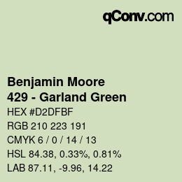 Color code: Benjamin Moore - 429 - Garland Green | qconv.com