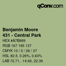 Color code: Benjamin Moore - 431 - Central Park | qconv.com