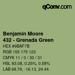 Código de color: Benjamin Moore - 432 - Grenada Green | qconv.com