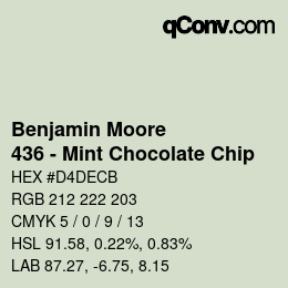 Código de color: Benjamin Moore - 436 - Mint Chocolate Chip | qconv.com