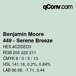 Code couleur: Benjamin Moore - 449 - Serene Breeze | qconv.com