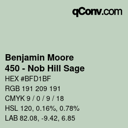 Code couleur: Benjamin Moore - 450 - Nob Hill Sage | qconv.com