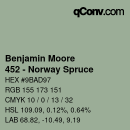 カラーコード: Benjamin Moore - 452 - Norway Spruce | qconv.com