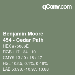 颜色代码: Benjamin Moore - 454 - Cedar Path | qconv.com