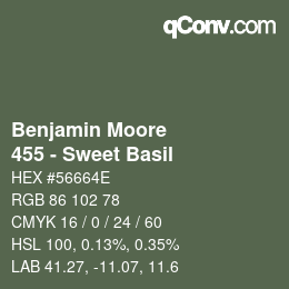 Farbcode: Benjamin Moore - 455 - Sweet Basil | qconv.com