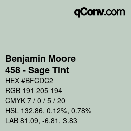 Code couleur: Benjamin Moore - 458 - Sage Tint | qconv.com