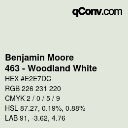 Color code: Benjamin Moore - 463 - Woodland White | qconv.com