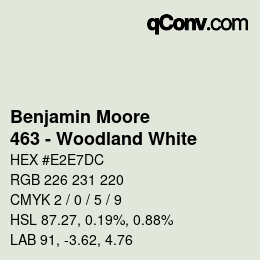 カラーコード: Benjamin Moore - 463 - Woodland White | qconv.com