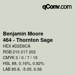Code couleur: Benjamin Moore - 464 - Thornton Sage | qconv.com