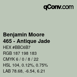 Code couleur: Benjamin Moore - 465 - Antique Jade | qconv.com