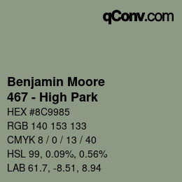 Code couleur: Benjamin Moore - 467 - High Park | qconv.com
