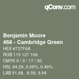 Código de color: Benjamin Moore - 468 - Cambridge Green | qconv.com