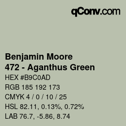 Code couleur: Benjamin Moore - 472 - Aganthus Green | qconv.com