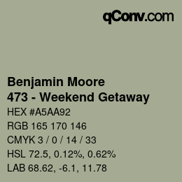 Color code: Benjamin Moore - 473 - Weekend Getaway | qconv.com