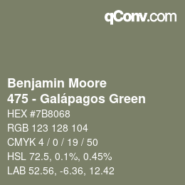 Code couleur: Benjamin Moore - 475 - Galápagos Green | qconv.com