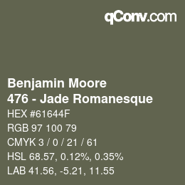 Código de color: Benjamin Moore - 476 - Jade Romanesque | qconv.com