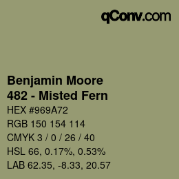 Color code: Benjamin Moore - 482 - Misted Fern | qconv.com
