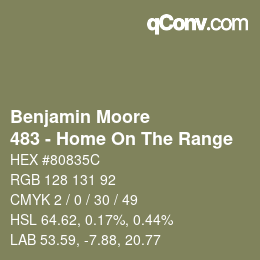 颜色代码: Benjamin Moore - 483 - Home On The Range | qconv.com