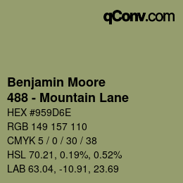 Código de color: Benjamin Moore - 488 - Mountain Lane | qconv.com