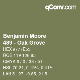 Código de color: Benjamin Moore - 489 - Oak Grove | qconv.com