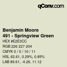 Color code: Benjamin Moore - 491 - Springview Green | qconv.com