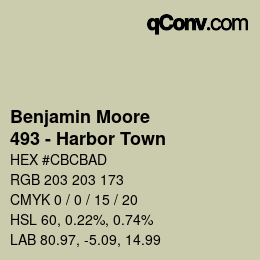 Código de color: Benjamin Moore - 493 - Harbor Town | qconv.com