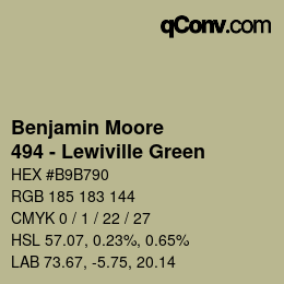 Color code: Benjamin Moore - 494 - Lewiville Green | qconv.com