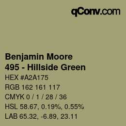 Color code: Benjamin Moore - 495 - Hillside Green | qconv.com