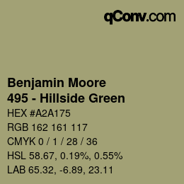 Code couleur: Benjamin Moore - 495 - Hillside Green | qconv.com