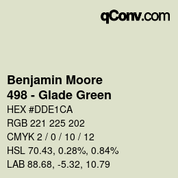 Color code: Benjamin Moore - 498 - Glade Green | qconv.com