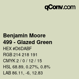 Color code: Benjamin Moore - 499 - Glazed Green | qconv.com